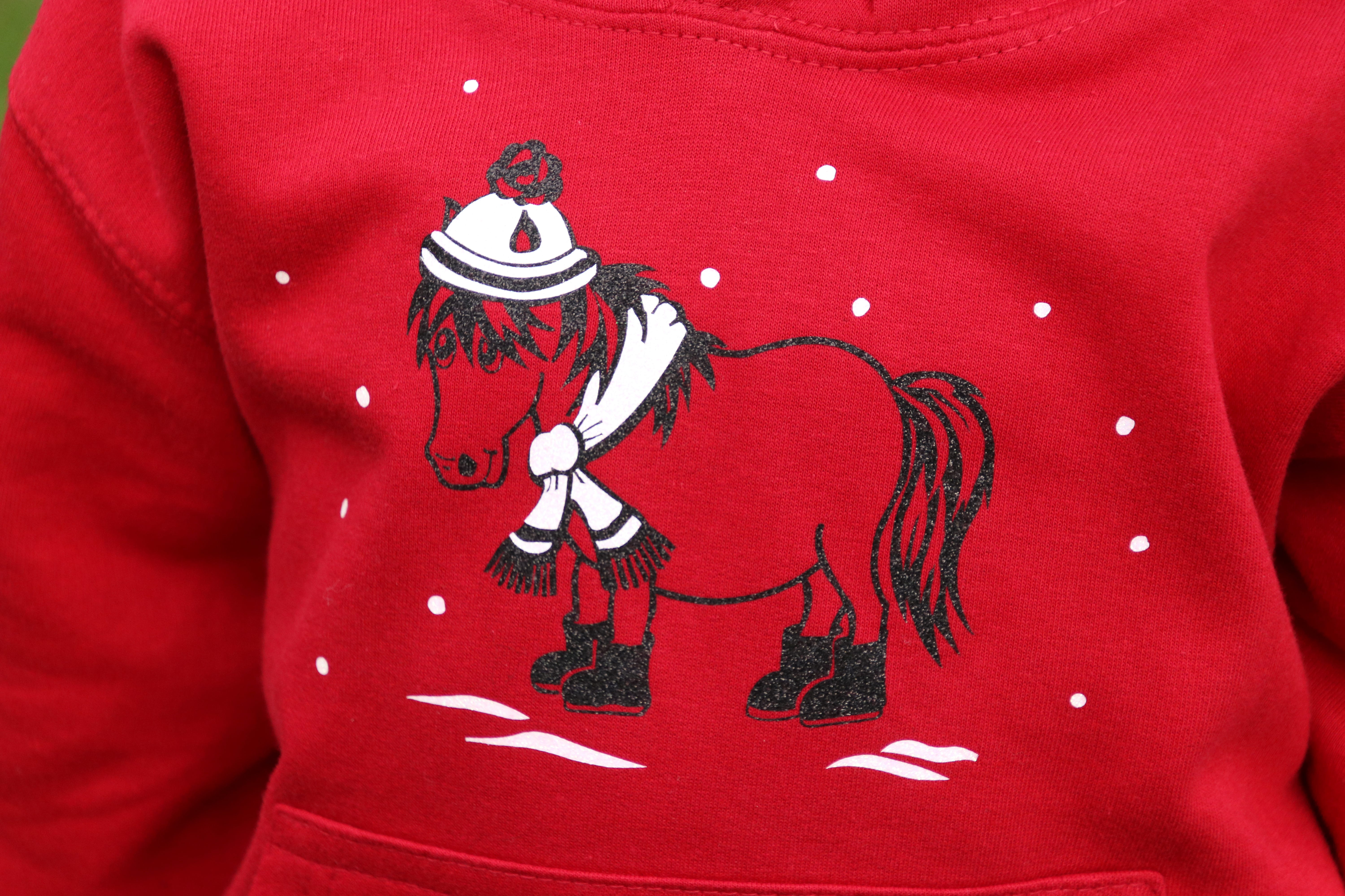 British Country Collection Christmas Snow Pony Glittering Hoodie image 2